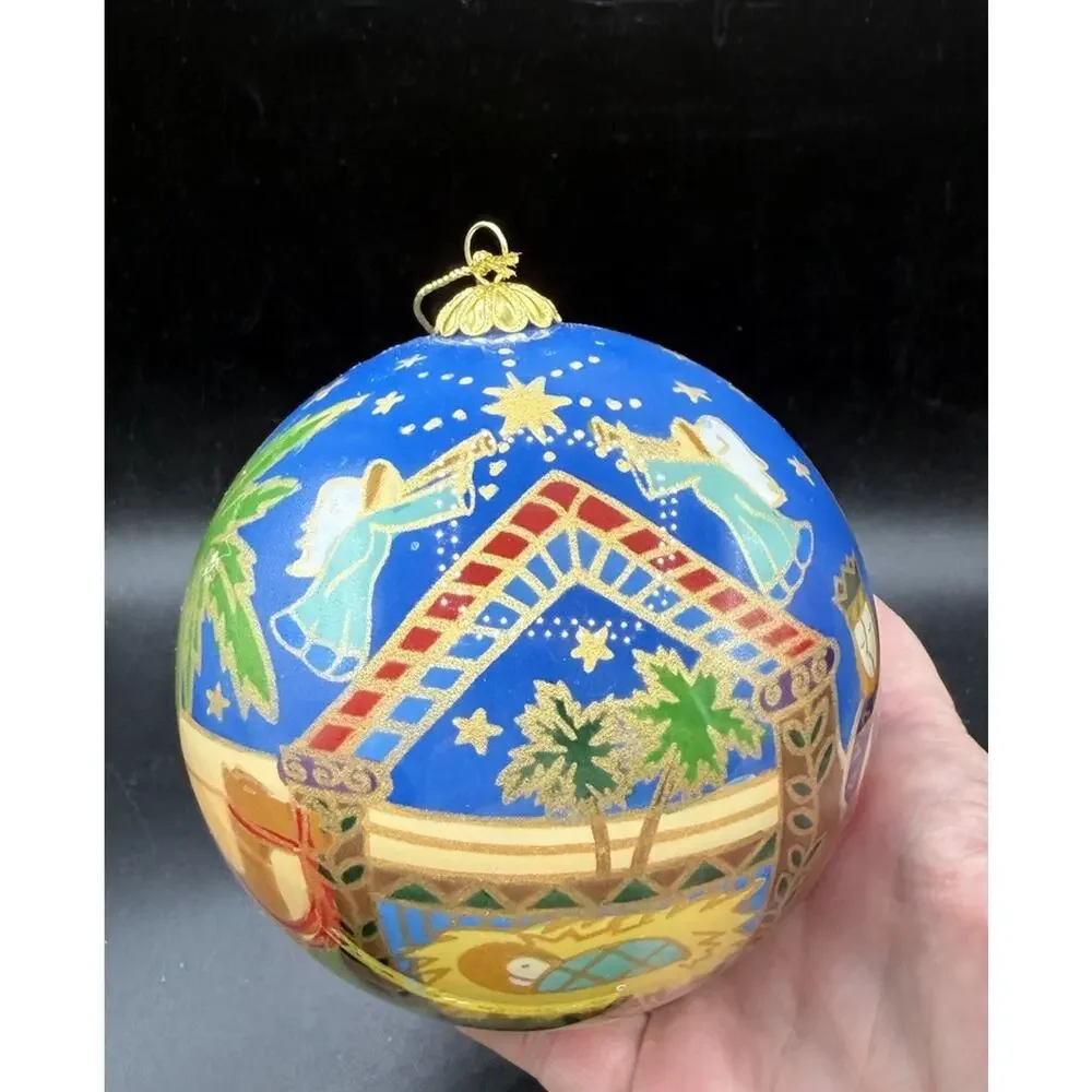 Pier 1 Li Bien Painted Inside Glass Christmas Ornament Nativity Wise Men -C36